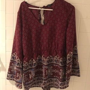 Red patterned romper